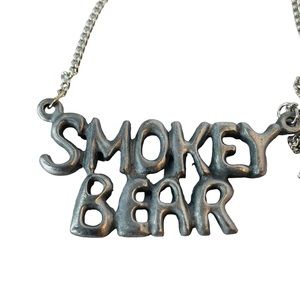 CB Guide Silvertone Chain Link SMOKEY BEAR Pendant Necklace CB Radio Talk